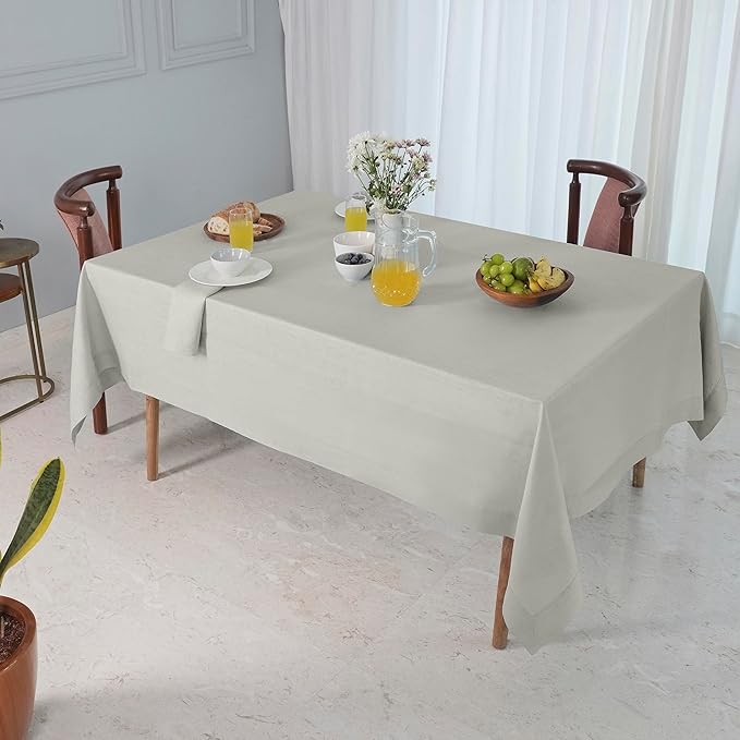 D'Moksha Homes Linen Tablecloth 60 x 120 Inch - 100% Pure Linen Silver Grey Table Cloth for Rectangle Tables - Machine Washable Cloth Tablecloth for Winter, Holiday, New Year