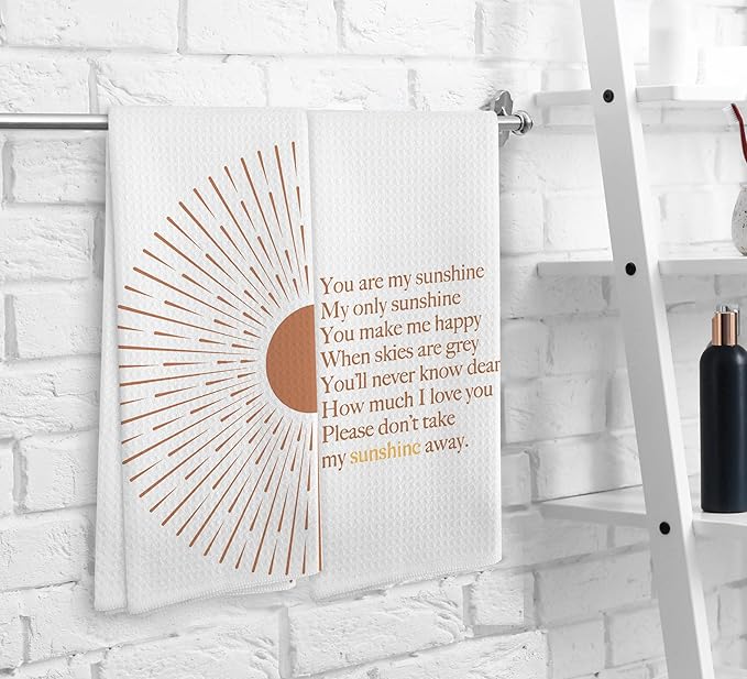 You are My Sunshine Boho Sun Sunray Sunshine Kitchen Towels and Dishcloths Sets of 2,Boho Absorbent Drying Cloth Hand Towels Tea Towels for Bathroom Kitchen,Boho Gifts for Women Girls,16×24 inches