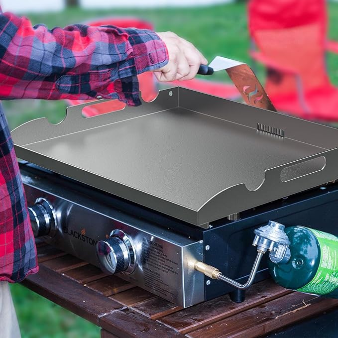 Flat Top Griddle for Blackstone 22 Inch Griddle Powder Coated Steel Gill Pan Replacement Parts w/Rear Grease System for Blackstone 1666 1833 1840 1895 1891 2166 2203 2304 1813 1842 2061