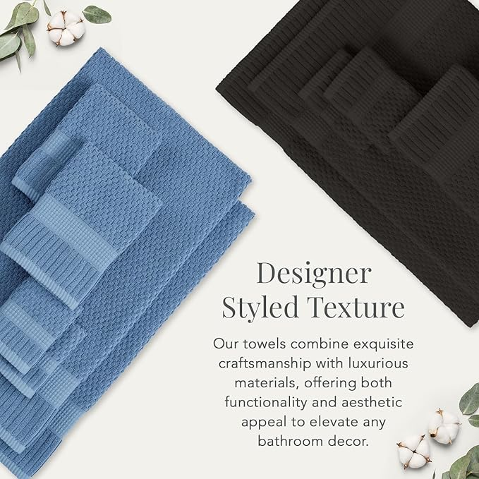 NY Loft 100% Cotton 2 Pack Bath Sheet Towel Set | Extra Large Oversize Bath Towels | Absorbent & Quick-Dry | Textured and Durable Cotton | Black