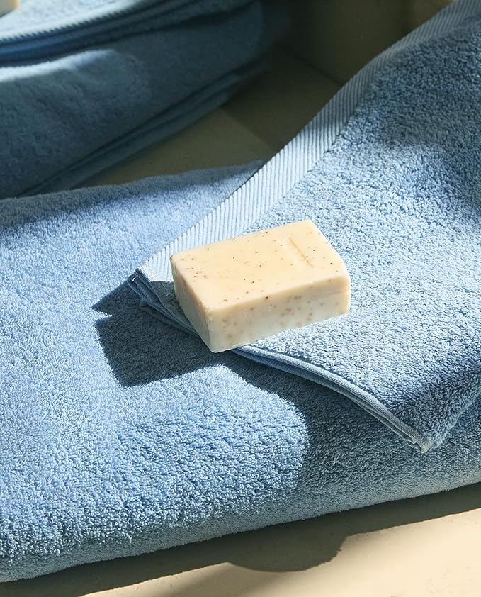 COZYART Light Blue Bath Towels Set 6 Piece, 2 Bath Towels 2 Hand Towels 2 Washcloths, Luxury 100% Turkish Cotton 650GSM Hotel Quality, Soft, Absorbent, Towel Sets for Bathroom