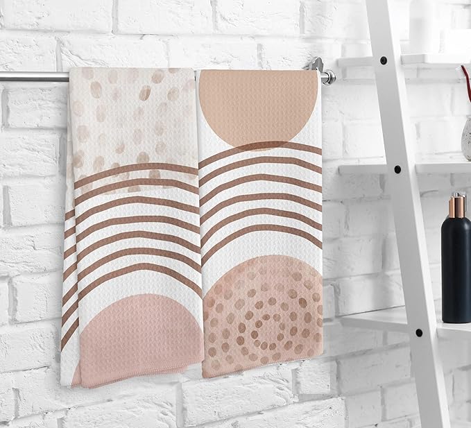 Boho Pink Kitchen Towels and Dishcloths Set of 2, Absorbent Hand Towels, Drying Cloth Hand Towels Tea Towels for Bathroom Kitchen, Gifts for Women Girls, 1624 Inches