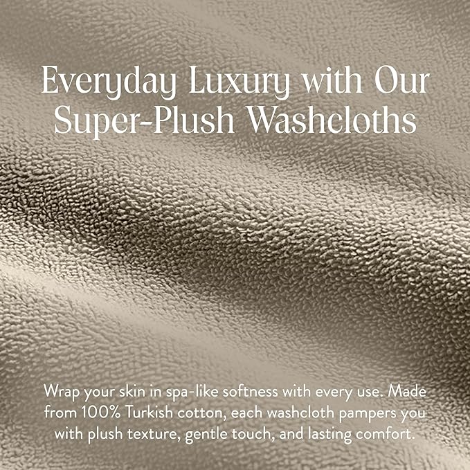 Brooklinen Super-Plush Turkish Cotton Washcloths - Set of 2 - Cotton, 820 GSM, Highly Absorbent, Machine Washable, Perfect for Home & Bathroom (13" x 13", Stone)