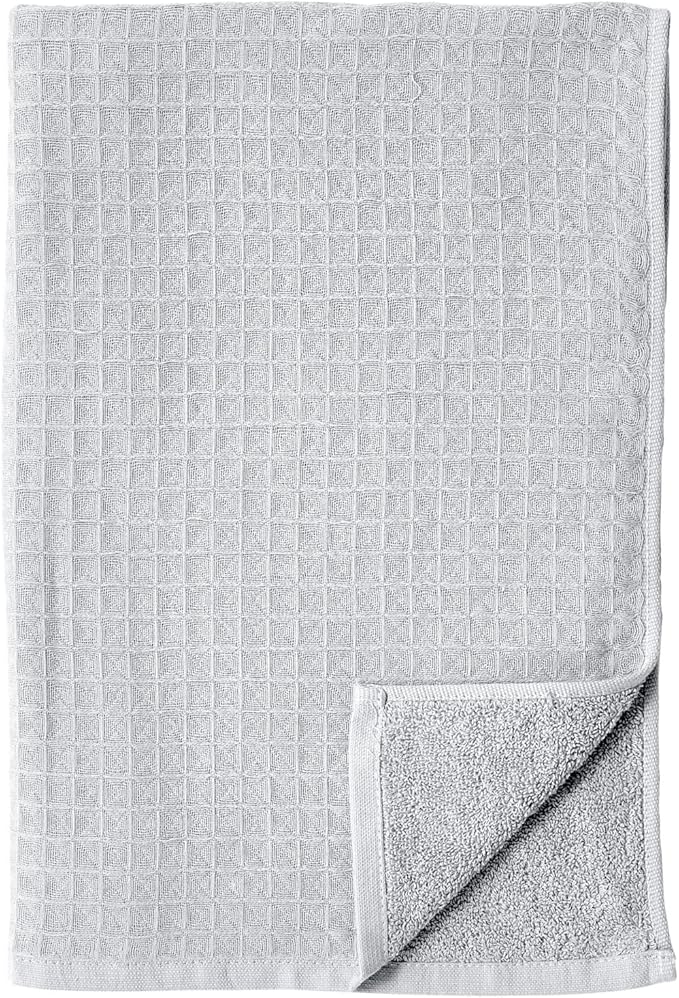 UCHINO Waffle Twist Cotton Weave Towel Set for Bathroom – 2 Bath, 2 Hand, 2 Washcloths, Lightweight Absorbent Quick Dry Honeycomb Texture Solid Terry Loop Reverse, 6 Piece, Grey