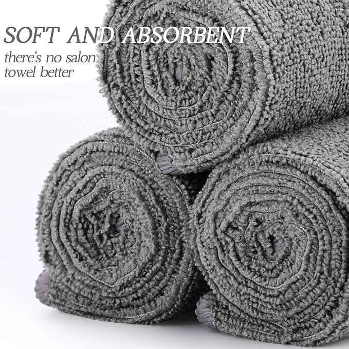 Shimeyao 48 Pack Bleach Proof Towels 16x 26inch Microfiber Absorbent Hair Towels Bulk Bleach Salon Hand Drying Cloth for Gym Bath Spa Shaving Shampoo Home (Light Gray)