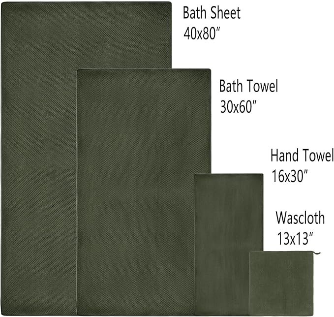 Oversized Bath Towels Extra Large 40x80 Inches Bath Sheets for Adults Super Soft Quick Dry Highly Absobent Microfiber Shower Towels (2 Piece, Green)