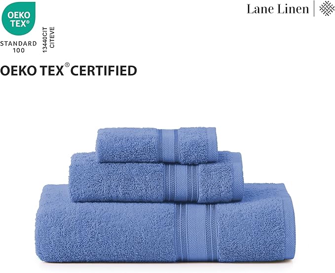 LANE LINEN Luxury Bath Towels Set - 6 Piece Set, 100% Cotton Bathroom Towel, Zero Twist, Quick Dry Shower Towels, Soft Absorbent Bath Towel, 2 Bath Towels, 2 Hand Towels, 2 Wash Cloths - Allure