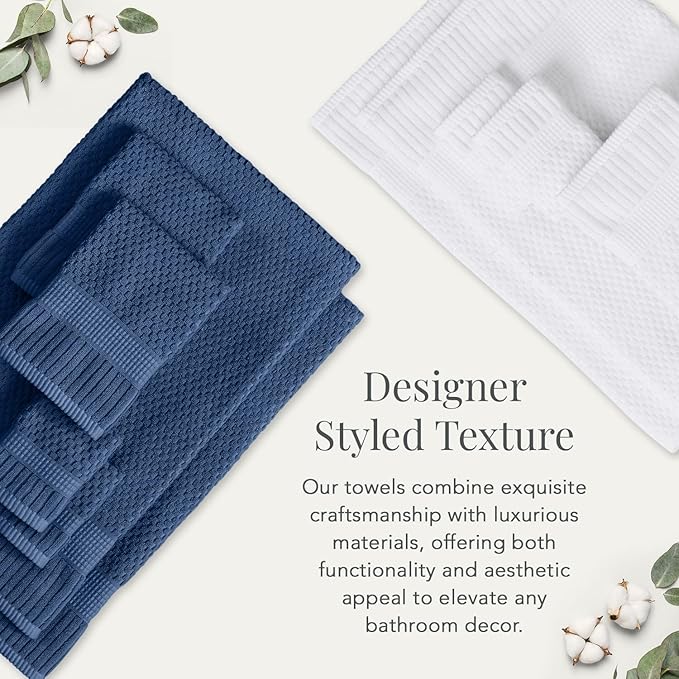 NY Loft 100% Cotton 2 Pack Bath Sheet Towel Set | Super Soft & Absorbent Quick-Dry Oversize Bath Towels |Textured and Durable Cotton | Navy Blue