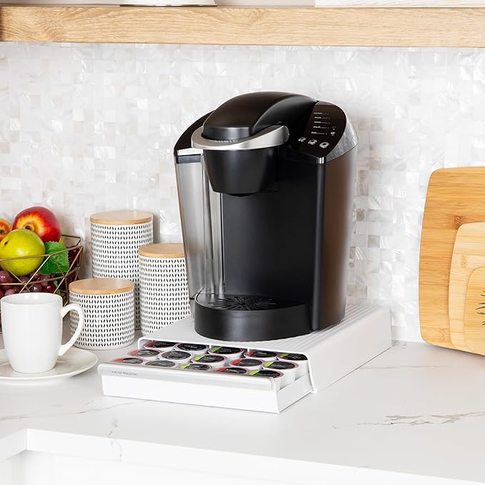 Mind Reader Single Serve Coffee Pod Drawer, 30 Pod Capacity, Countertop Organizer, 10.5"L x 12.75"W x 2.5"H, White