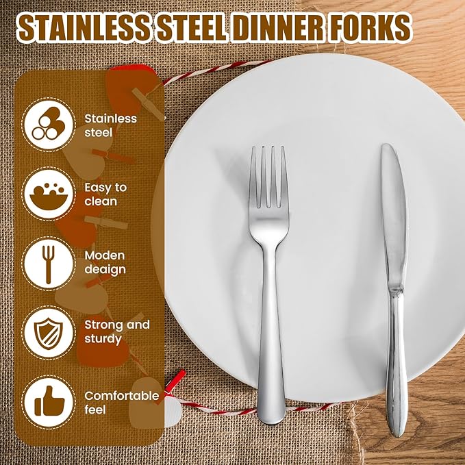 Syhood 300 Pcs Stainless Steel Dinner Forks Set 8 Inch Bulk Metal Forks Restaurant Silverware Mirror Polished Salad Dessert Utensils for Home Hotel Kitchen Event Supplies