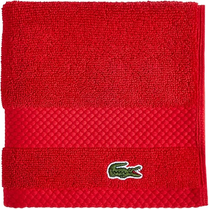 Lacoste Heritage 100% Supima Cotton Wash Cloth, Formula One, 13" x 13" – Highly Absorbent & Quick Drying, Premium Super Soft Bath Towel, Bathroom Essential, Gift for All Occasions, Machine Washable