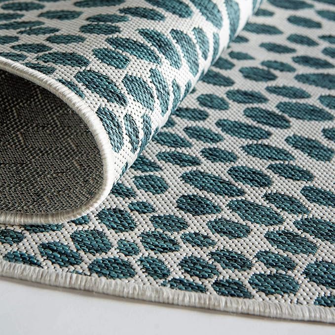 Unique Loom Jill Zarin Outdoor Collection Area Rug - Cape Town (7' 10' x 10' Oval, Teal/ Ivory)