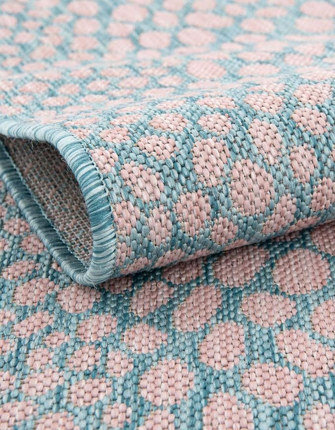 Unique Loom Jill Zarin Jill Zarin Outdoor Collection Area Rug - Cape Town (3' 3" x 5' 3" Rectangle, Pink and Aqua/Light Blue)