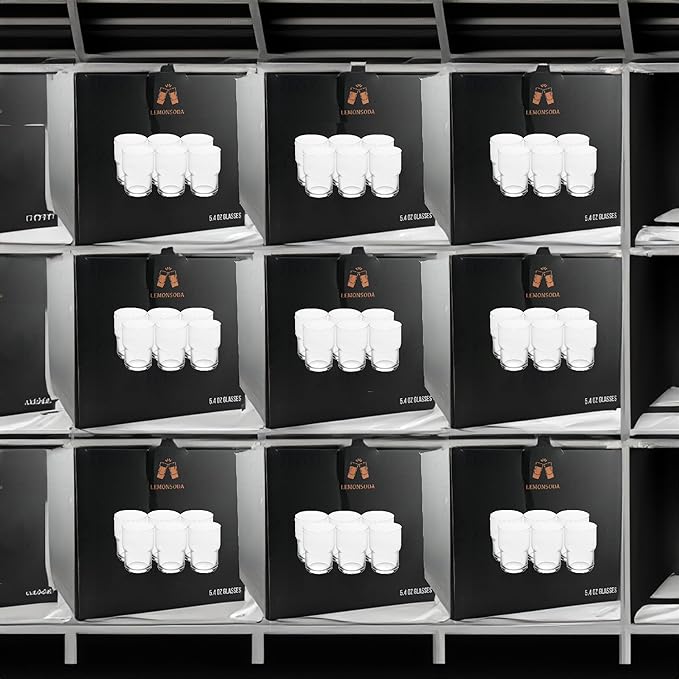 LEMONSODA Stackable Iced Coffee Glasses Set of 6, 48-15 and 21oz Drinking Glasses for Lattes, Tea, Coffee, and Water (15oz, Set of 48)(2094)