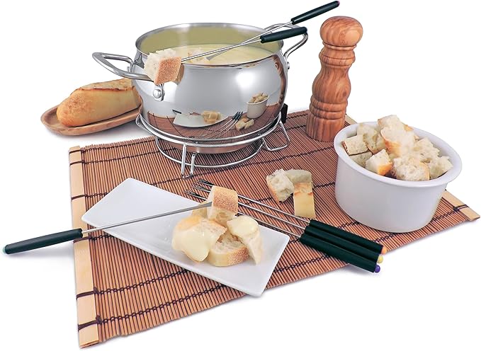 Swissmar Mont Brule 9 Pieces Electric Fondue Set - Perfect Cheese & Chocolate Melting Pot for Dipping - Versatile Fondue Maker & Ideal Gift for Entertaining, Weddings, or Housewarming - 2.1Q / 2L
