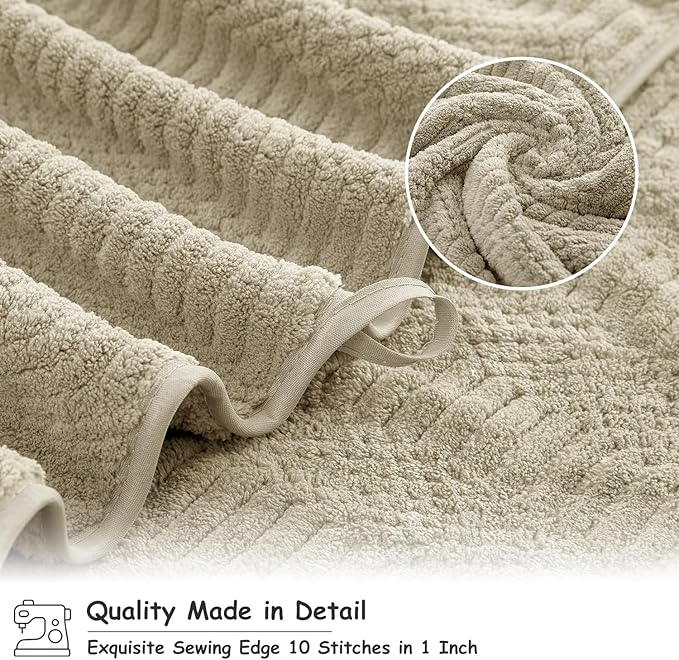 18 Pcs Camel Woven Family Towels Set-6 Bath Sheets,6 Hand Towels,6 Washcloths Soft Polyester Towels Absorbent Shower Towel Quick Dry Beach Chair Towel Lint Less Towels Set for Bathroom Spa Gym Hotel