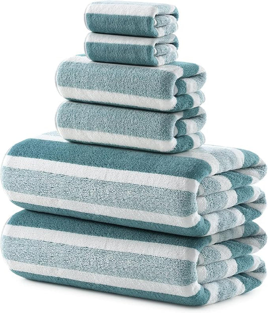 REDKISS Ultra Soft Bath Towel Set 6-Piece 35"x70" | 100% Microfiber, Highly Absorbent | Quick Dry Towels for Bathroom, Spa, Gym | 2 Bath, 2 Hand, 2 Washcloths | Green