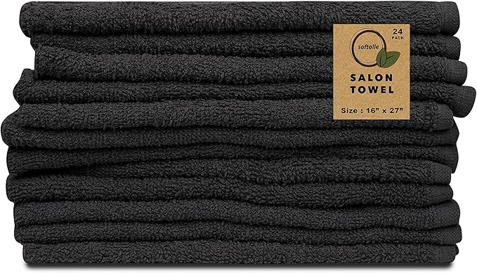 Softolle Salon Towels – Pack of 24 (16"x27") 100% Cotton Ring Spun – Ultra Soft, Highly Absorbent Hand Towels – Bulk for Spa, Gym & Salon (Grey)