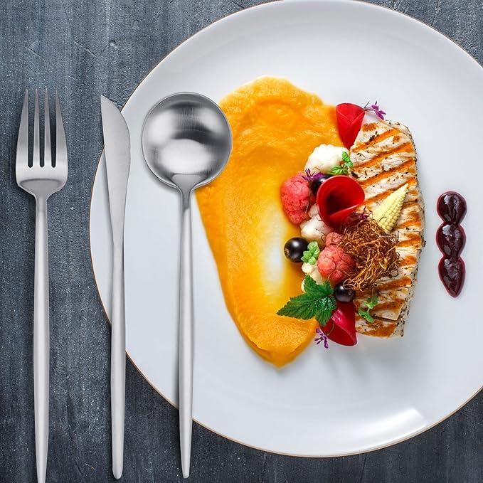 Silverware Set, Vanys 30 Piece Stainless Steel Cutlery Flatware Set, Kitchen Utensil Sets for 6, Tableware With Knife Spoons And Forks Set, Satin Finished Polished