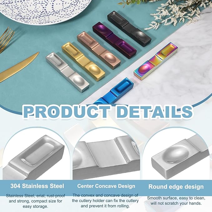 uxcell 2pcs Chopstick Rest, 304 Stainless Steel Chopsticks Holder 4.13" x 0.78" x 0.51", Household Tableware Kitchen Tools for Spoon Fork Teaspoon Dining Tool Rest, Silver