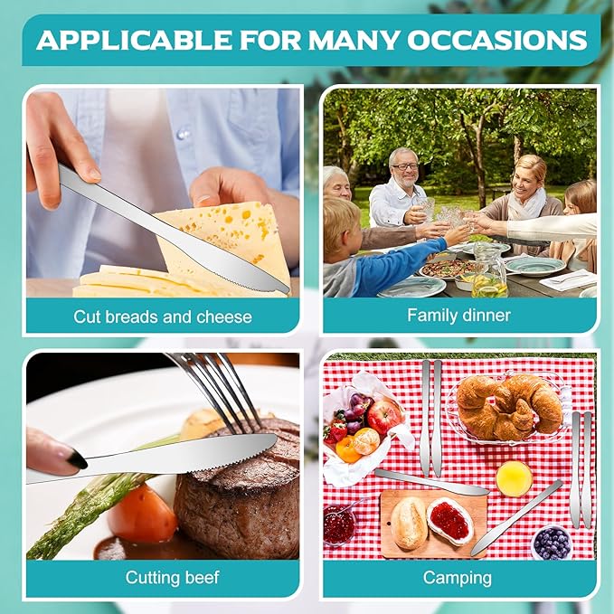 Gisafai 150 Pcs Stainless Steel Dinner Knives 8.3 Inches Spreader Knives Silverware Durable Butter Knife for Steak Table Home Restaurant Kitchen, Silver