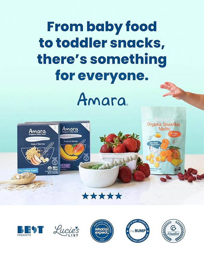 Amara Smoothie Melts - Carrot Raspberry - Baby Snacks Made With Fruits and Vegetables - Healthy Toddler Snacks For Your Kids Lunch Box - Organic Plant Based Yogurt Melts - 6 Resealable Bags