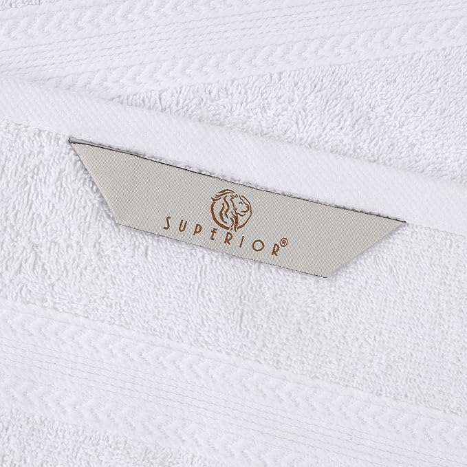 Superior Eco-Friendly Cotton 3-Piece Towel Set, Bathroom, Shower, Quick Dry Home Essentials, Lightweight, Sustainable Towels, 1 Bath, 1 Hand, 1 Face Towel, Washcloth, Highly Absorbent, White