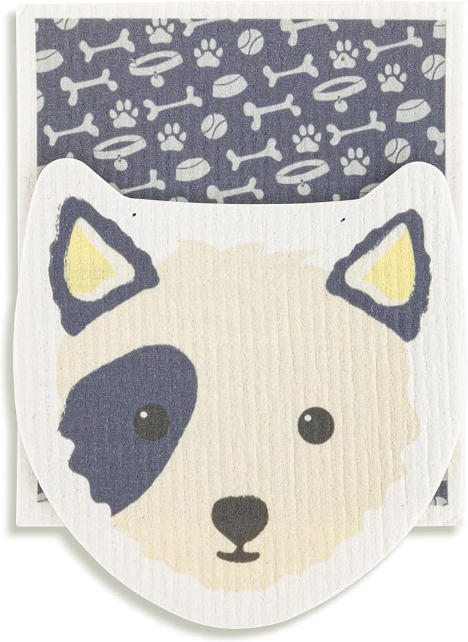 DEMDACO Reusable Biodegradable Kitchen Cleaning Dish Cloth from Design Serving Collection 6 x 7 Inch Cotton Blend Dog Assorted Set of 2