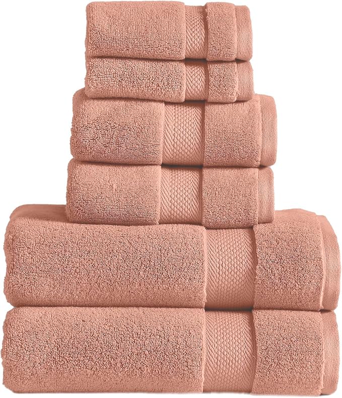 Modern Threads Luxury 6-Piece Quick-Dry Towel Set – Plush & Ultra-Absorbent for Spa-Like Experience, Clay