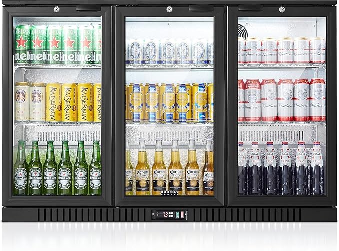 BODEGA BODEGACOOLER Commercial Bar Cooler With 3 Glass Doors,11.4 Cu.Ft Under Counter Beverage Refrigerator,Back Bar Refrigerator,Commercial Display Drink Fridge,LED Lighting Beer Wine Soda Drinks