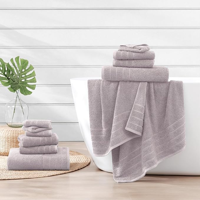 Casa Platino 100% Cotton 12 Piece Bath Towel Set - Ring Spun, Quick Dry, Super Soft & Highly Absorbent - 4 Bath, 4 Washcloths, 4 Bathroom Hand Towels - Hotel Quality Bathroom Towel Set - Platinum