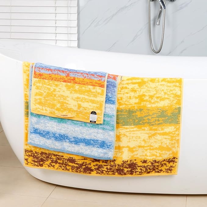 SEMAXE Colorful Bath Towel Set, 100% Cotton Bathroom Towels with Hanging Loops, Luxury 8 Piece Towel Set Include 2 Bath Towels, 2 Hand Towels, 4 Washcloths