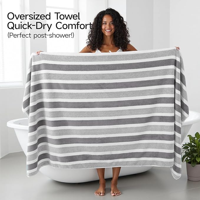 REDKISS Ultra Soft Bath Towel Set 6-Piece 35"x70" | 100% Microfiber, Highly Absorbent, Quick Dry | Gray Towels for Bathroom, Spa, Gym | 2 Bath, 2 Hand, 2 Washcloths