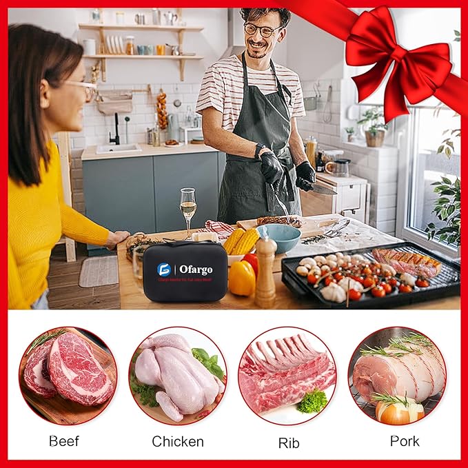 Ofargo Stainless Steel Meat Injector Syringe with 4 Marinade Needles and Travel Case for BBQ Grill Smoker, gifts for men dad husband in Thanksgiving Christmas day