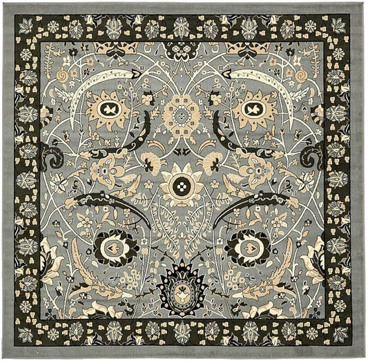 Unique Loom Espahan Collection Area Rug - Cape Cod (7' 10" Square, Dark Gray/ Black)