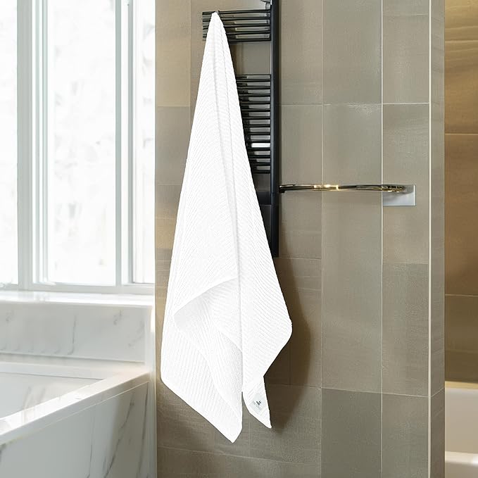 Tens Towels Pack of 6 Zero Twist Towels Set, 2 Bath, 2 Hand, 2 Waschloths, 100% Cotton, Light Weight, Extra Absorbent, Exceptional Softness, Perfect for Bathroom (White)