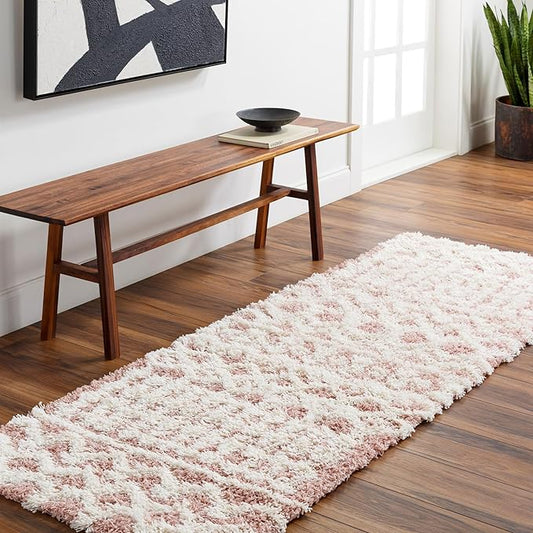 Livabliss Hapsburg Moroccan Shag Runner Area Rug, 2'7" x 7'3" , Dusty Pink