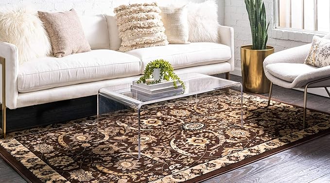Unique Loom Espahan Collection Area Rug - Cape Cod (9' 10" x 13' 1" Rectangle, Brown/ Beige)