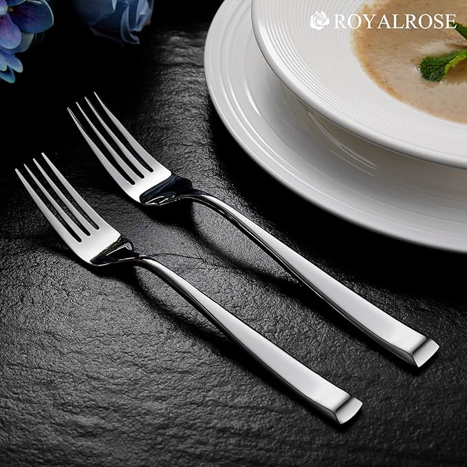 Royalrose Alexander Fine Forks, Set of 4, 18/10 Stainless Steel, Well Made, Dishwasher Safe, Heavy Duty Fork (8.1" Dinner Fork)
