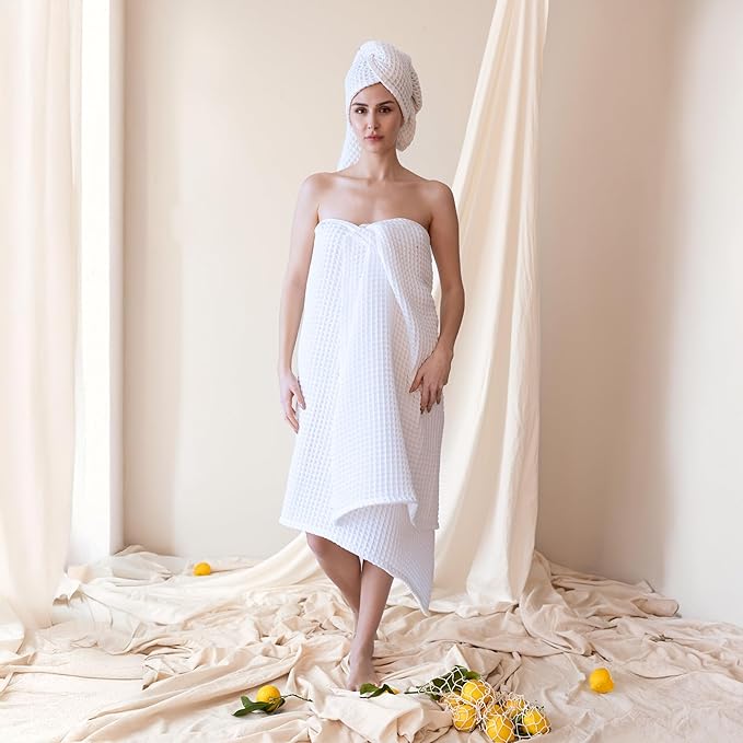 Premium Waffle Hand Towels Pack of 4 Extra Large 20x35 inch - 100% Turkish Cotton, Waffle Weave, Quick Dry, Lint Free, Super Absorbent, Thin Hand Bath Towel (White, Set of 4 Hand Towels)