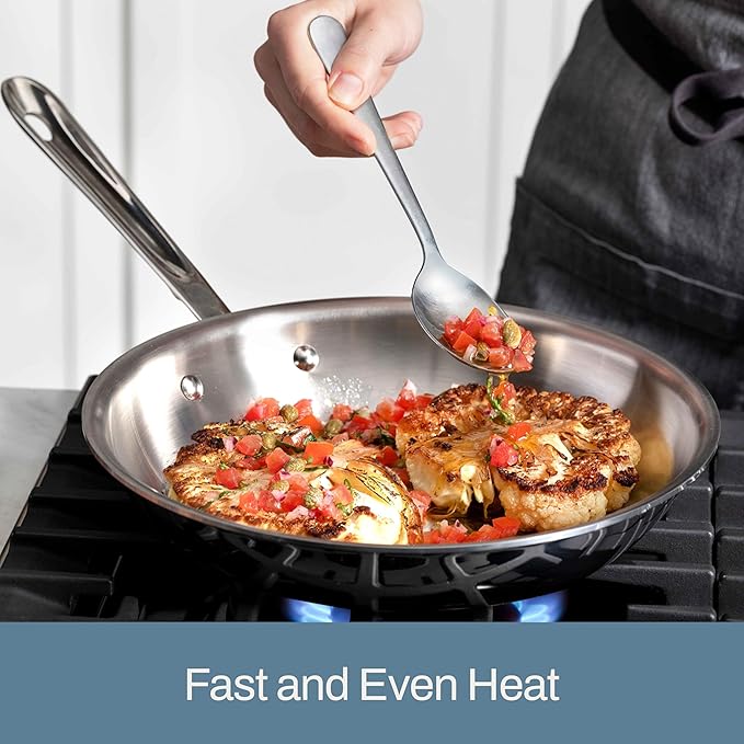 All-Clad D3 3-Ply Stainless Steel Cookware Set – 7-Piece Pots and Pans Set, Induction, Oven Broiler Safe 600F - Includes Frying Pans, Saucepans, Sauté Pan, Stockpot, Professional Cookware – Silver