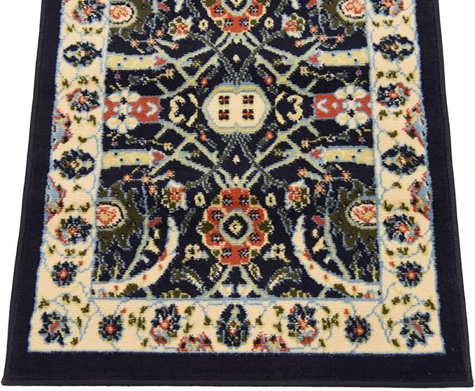 Unique Loom Espahan Collection Area Rug - Cape Cod (2' 2" x 8' 2" Runner, Navy Blue/ Black)