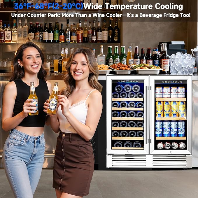 BODEGACOOLER Back Bar Cooler With 2 Glass Doors,30 Inch Under Counter Beverage Refrigerator,Large Capacity Commercial Wine and Beverage Refrigerator,LED Lighting Display Beer Wine Soda Drinks.