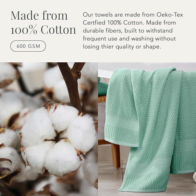 NY Loft 100% Cotton Towel Set| Super Soft & Absorbent Quick-Dry |Textured and Durable Cotton Cotton | Trinity Collection - 2 Pack Bath Sheet - Wasabi Green