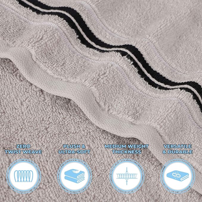 Superior Cotton Hand Towel Set, Small Towels, Plush Soft Absorbent Bathroom Basics, Home Essentials, Spa, Salon, Hotel, Kitchen, Luxury Quick Drying, Zero-Twist, Solid, Sadie Collection, Platinum