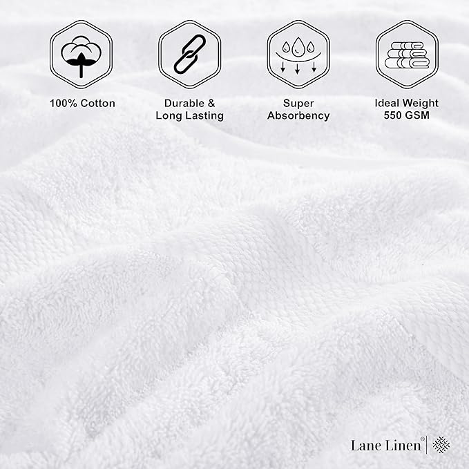 Lane Linen 100% Cotton 4 Pack Bath Sheets (35"x66") - Ring Spun, Extra Large Towel Sets - Quick Drying, Soft, Low lint & Highly Absorbent - Premium Quality Oversized Daily Use Bathroom Towels - White