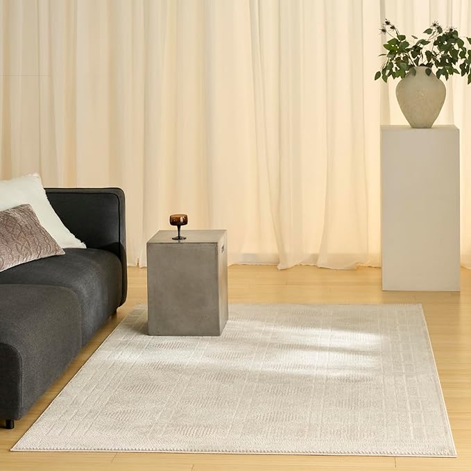 Nourison Home Nordic Ivory Beige 5' x 7' Area Rug - Easy Clean, Non Shedding, Bed Room, Living Room, Dining Room, Kitchen (5' x 7')