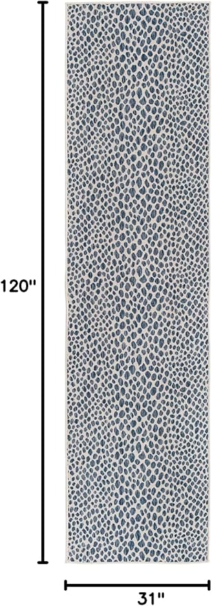 Unique Loom Outdoor Collection Area Rug - Cape Town (2' 7" x 10' Runner, Blue/ Olive)