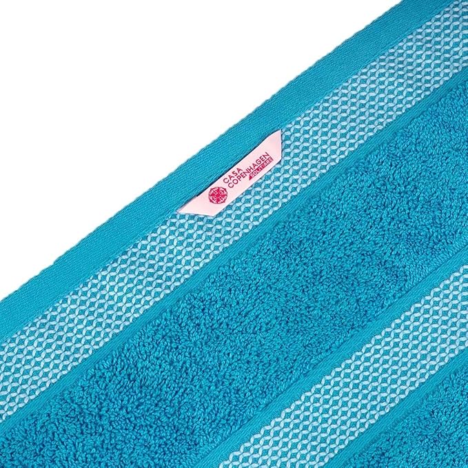 CASA COPENHAGEN Solitaire 6 Pieces Towel Set- Teal Blue, 600 GSM 2 Bath Towel 2 Hand Towel 2 Washcloth, Designed in Denmark Made of Soft Egyptian Cotton for Bathroom, Kitchen & Shower