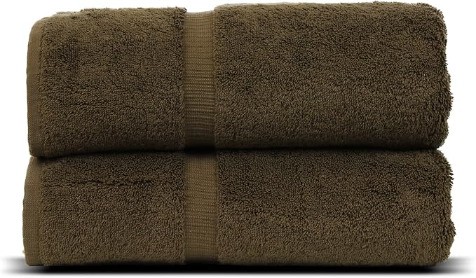 Luxury Hotel & Spa Collection Highly Absorbent, Quick Dry 100% Turkish Cotton 700 GSM, Eco Friendly Towel, for Bathroom Dobby Border Soft Bath Towel Set 27 X 54 (Cocoa, Bath Towels - Set of 2)